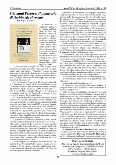 IL CONVIVIO - Anno XV n. 3 - Luglio-Settembre 2014 n. 58 - p. 16, di Edvige Cuccarese