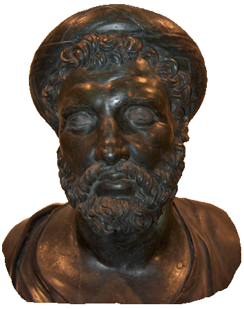 PITAGORA (Samo 575 ca. a.C. - Metaponto 490 ca. a.C.), Busto in bronzo proveniente dalla Villa dei Papiri di Ercolano - Foto: Copyright © 2005 by Giovanni Pastore