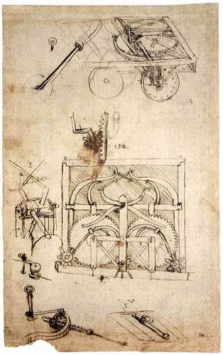 Ingranaggi disegnati da Leonardo da Vinci, Codice Atlantico, tavola 812r,